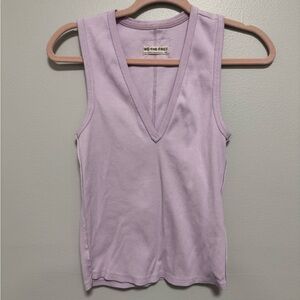 We The Free Lavender Ribbed Vneck Tank